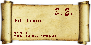 Deli Ervin névjegykártya