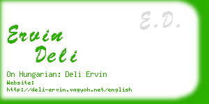 ervin deli business card